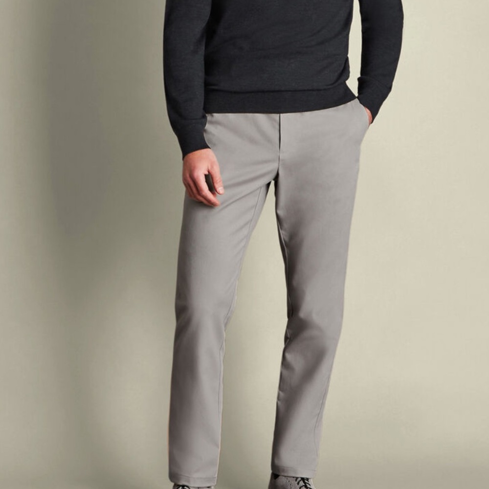 CHARLES TYRWHITT LIGHT GREY SLIM FIT ULTIMATE NON IRON CHINO - 40W/34L